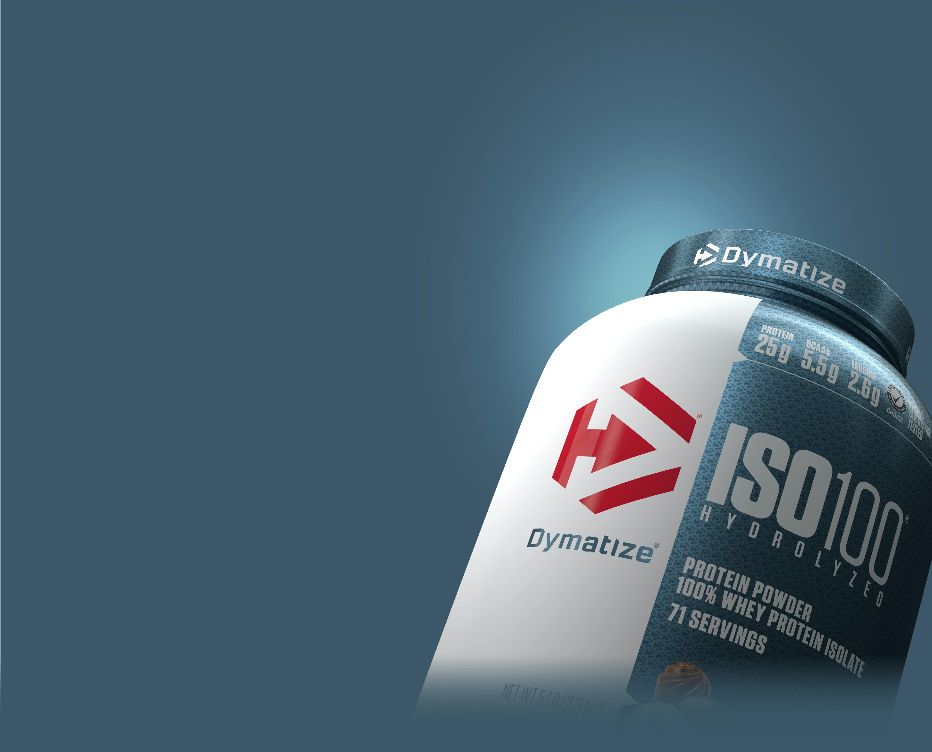 A single tub of Dymatize ISO100 Powder