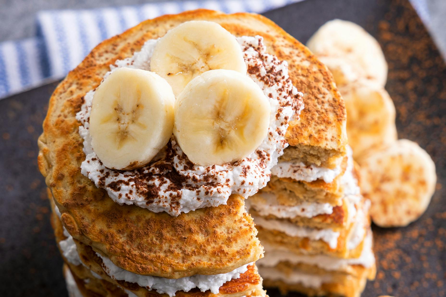 A dish of Cappuccino Protein Pancakes